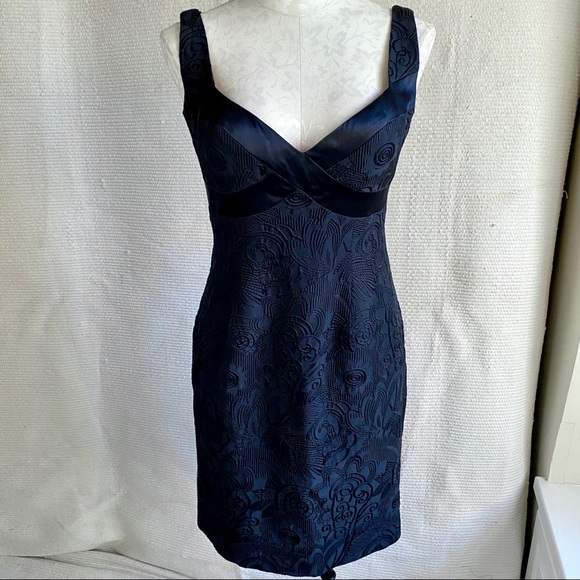 Vintage 90s M Textured Print Cocktail Dress LBD - Picture 1 of 8